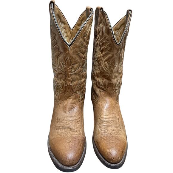 Laredo Birchwood Men's Size 10 Western Cowboy Boots #68452 Tan Leather Pull On - Picture 3 of 9